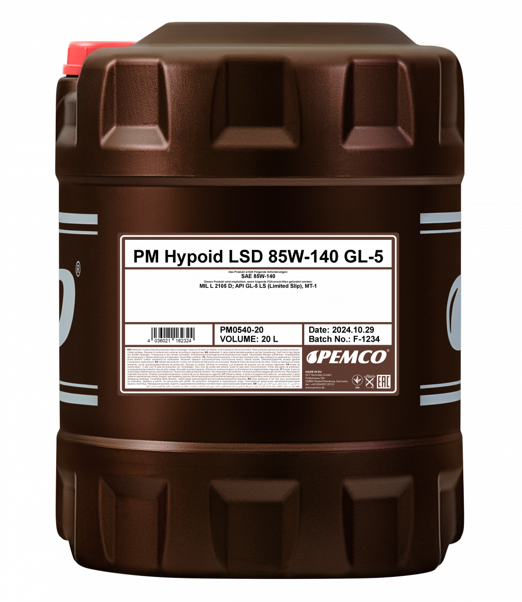 PEMCO Hypoid LSD 85W-140 GL-5 Трансмісійна олива для вантажних автомобілів, 20 л