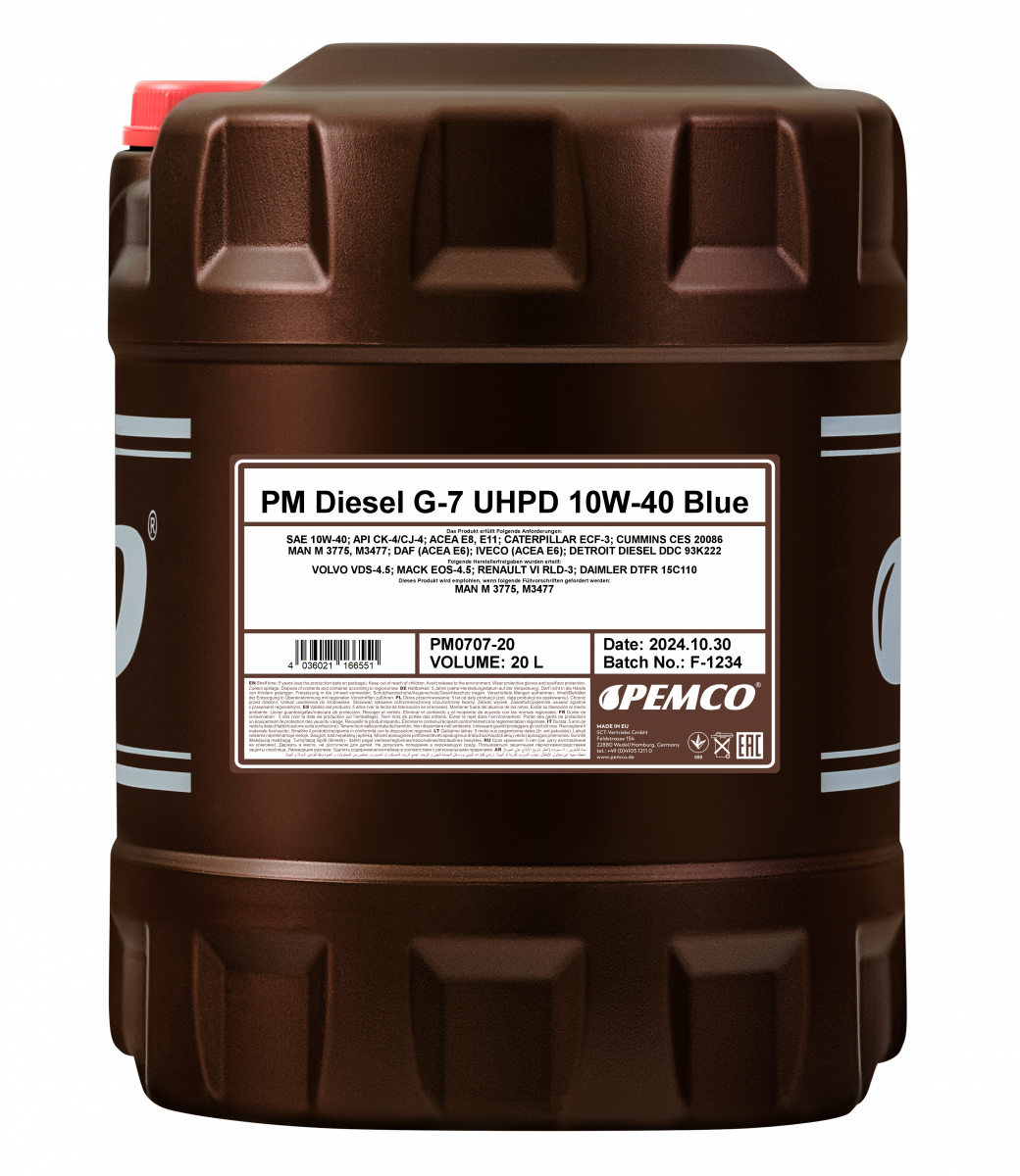 PEMCO Diesel G-7 UHPD 10W-40 Blue Моторна олива для вантажних автомобілів, 20 л