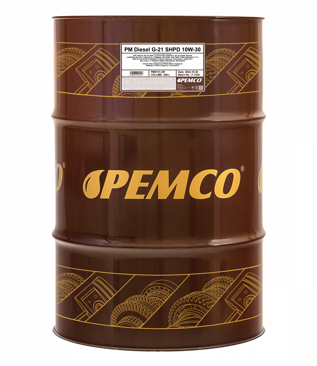 PEMCO Diesel G-21 SHPD 10W-30 Моторна олива для вантажних автомобілів, 208 л