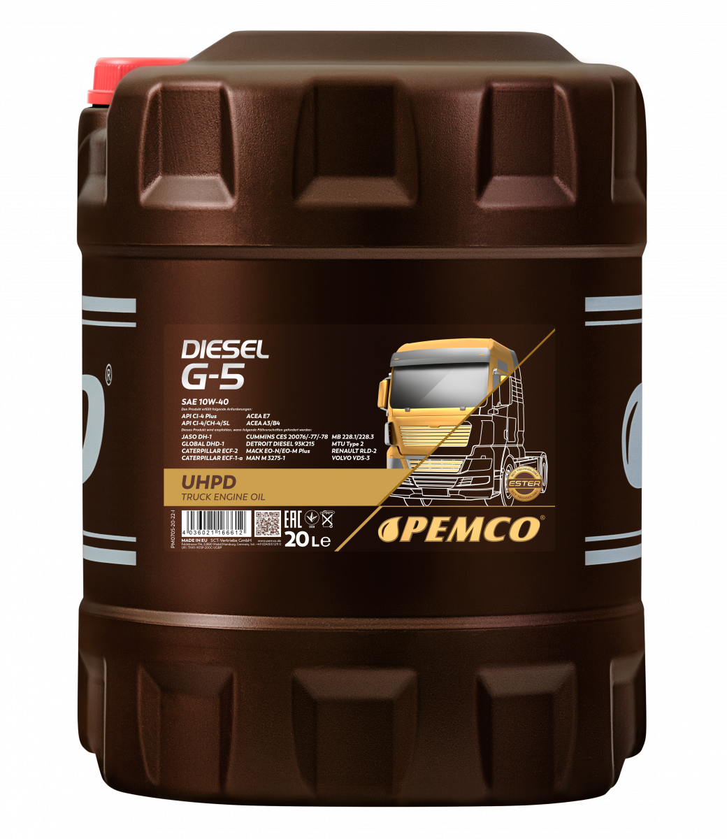 PEMCO Diesel G-5 UHPD 10W-40 Моторна олива для вантажних автомобілів, 20 л