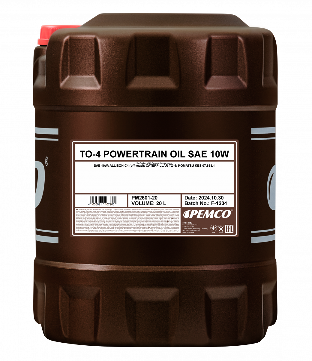 PEMCO TO-4 Powertrain Oil SAE 10W Трансмісійна олива для спецтехніки CAT / Komatsu, 20 л